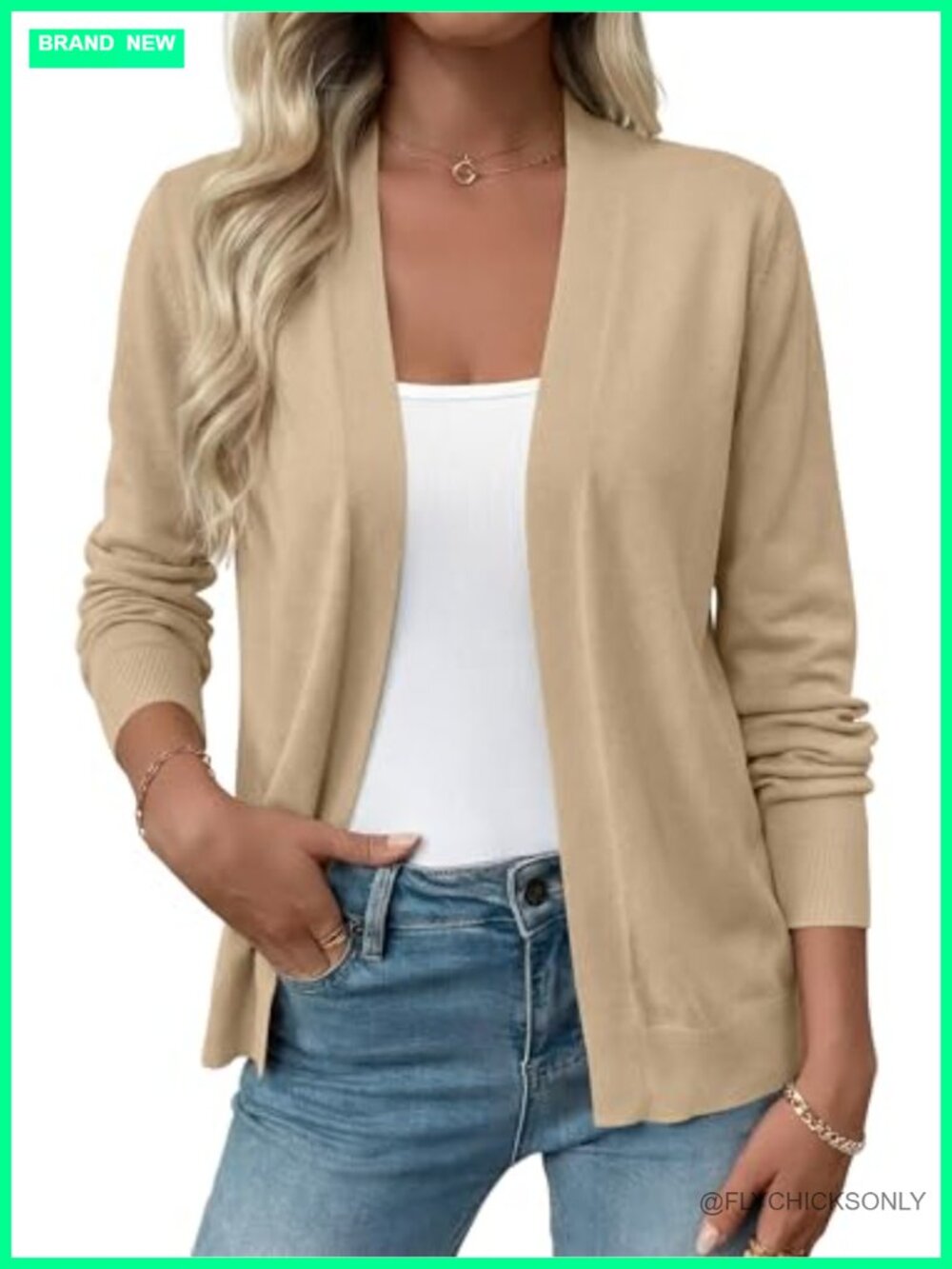 Lightweight Open Front Cardigan Long Sleeve Knit Shrug